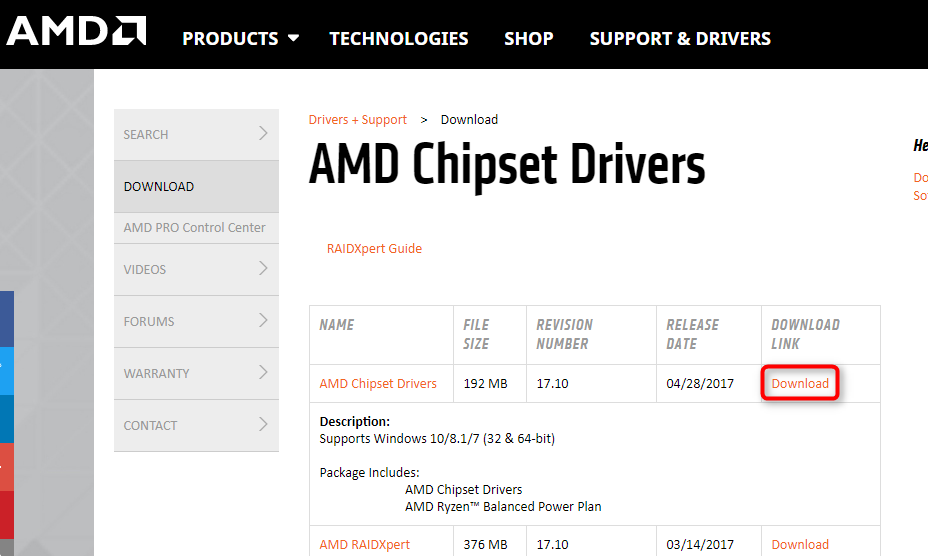 amd chipset download